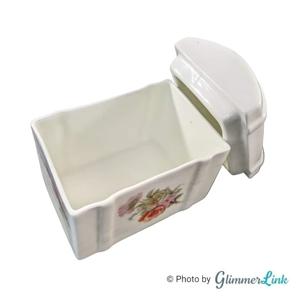 Vintage 70s Jubilee Fine Bone China Made in England Floral Trinket Box
